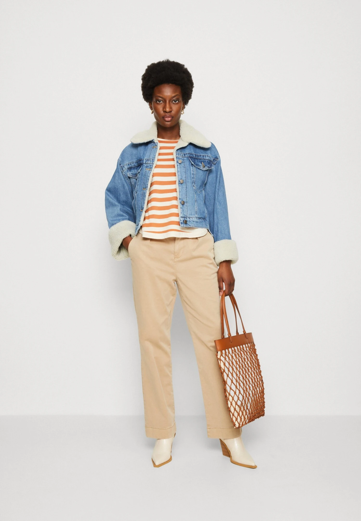 Anna Field Longsleeve - White/Apricot 2 Anna Field Longsleeve - White/Apricot - Afbeelding 2