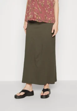 Maternity Maxi Skirt With Drawstring Waistband - Maxirok - 606 - Khaki